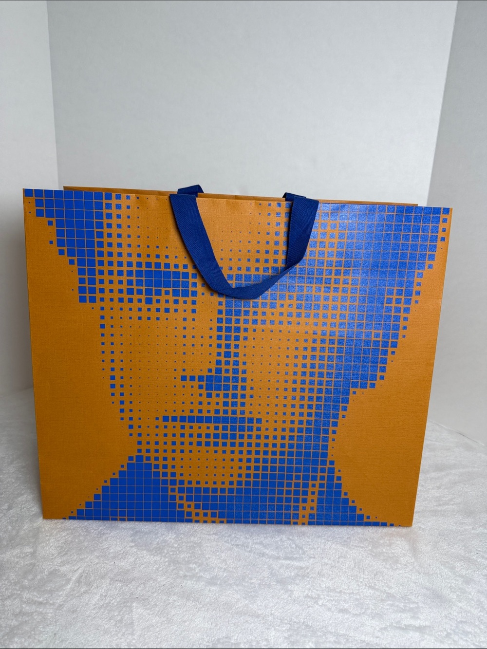 Louis Vuitton Blue & Orange Pixel-Pattern Men’s Shopping Paper Bag Size Medium